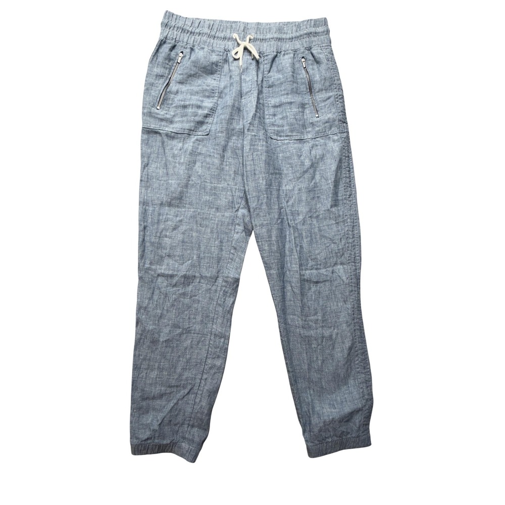 Athleta Cabo Linen Jogger Pants Womens 8 Blue Chambray 530642-00